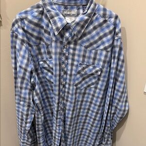 Wrangler Men's Casual Blue Checkered Shirt